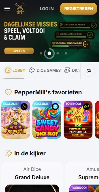 Registreren bij PEPPERMILL CASINO
